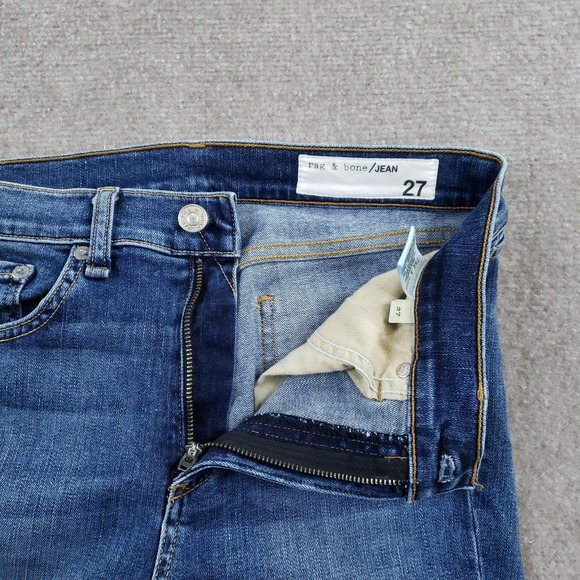 Rag & Bone 10 Inch Ankle Skinny‎ Jeans Womens 27 Blue Raw Released Hem Denim - Picture 10 of 16